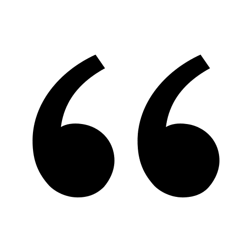 quote A green background with black punctuation marks.