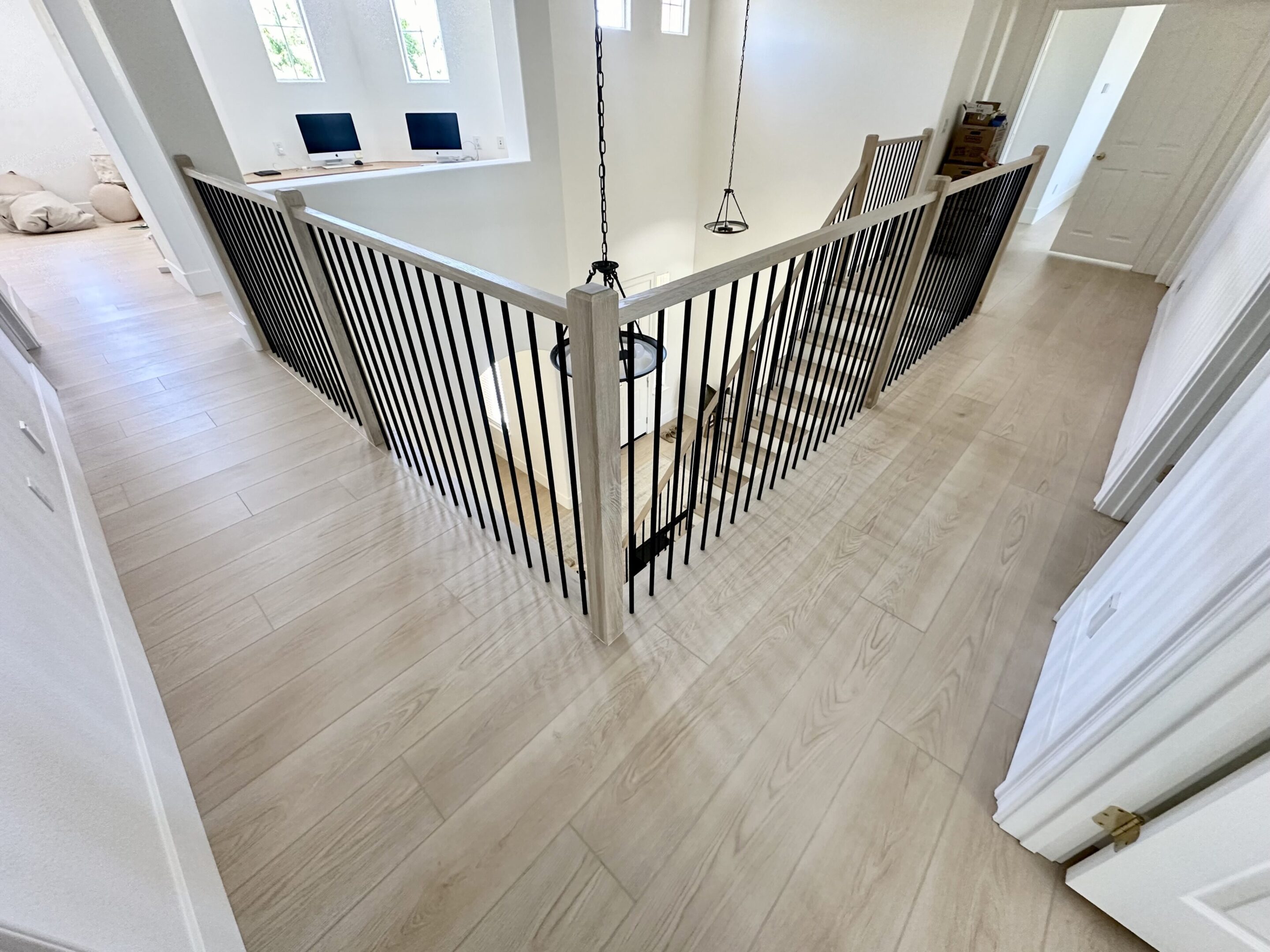 A view of the top floor from above.
