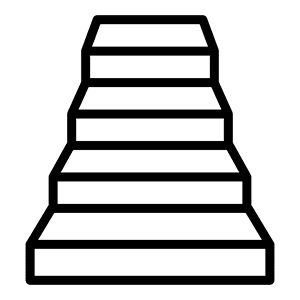 A green background with a black stair case
